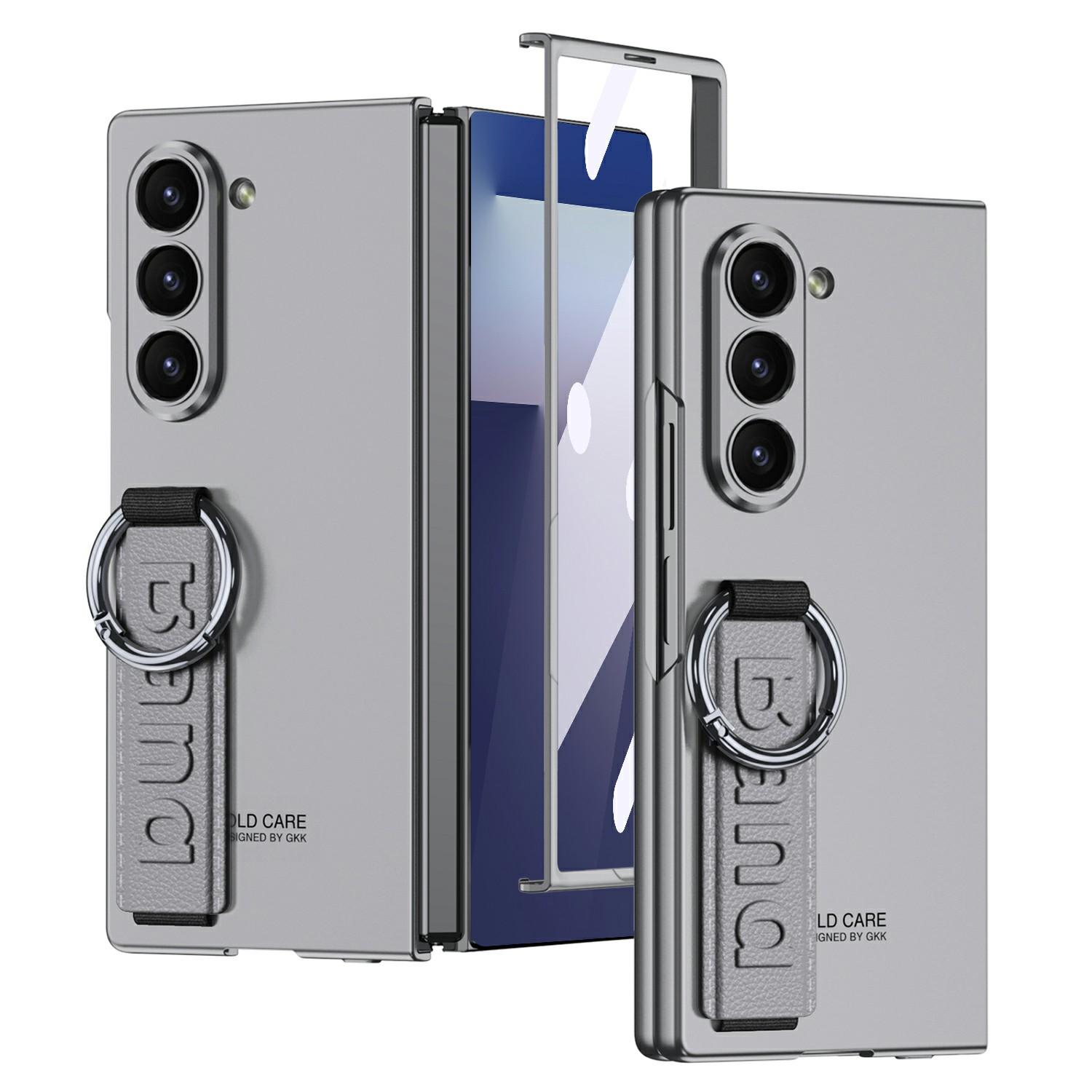 

GKK для Samsung Galaxy Z Fold7 5G Чехол-браслет для телефона Складная крышка с HD защитной пленкой для экрана Grey