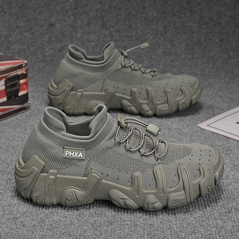 Men's Shoes 2025 New Summer Youth Breathable Fly Mesh Shoes Fashionable Lace-free Platform Height Increase Casual Shoes