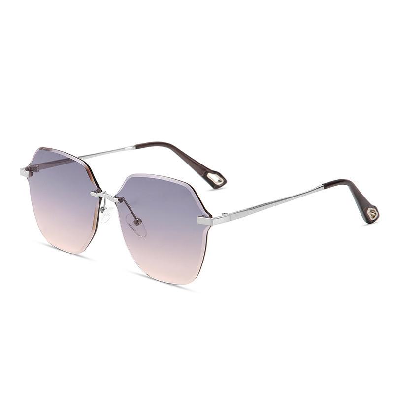 UV-Schutz Farbverlauf Sonnenbrille Damen Sonnenschutz Randlose Sonnenbrille Fortgeschrittener Sinn 8038