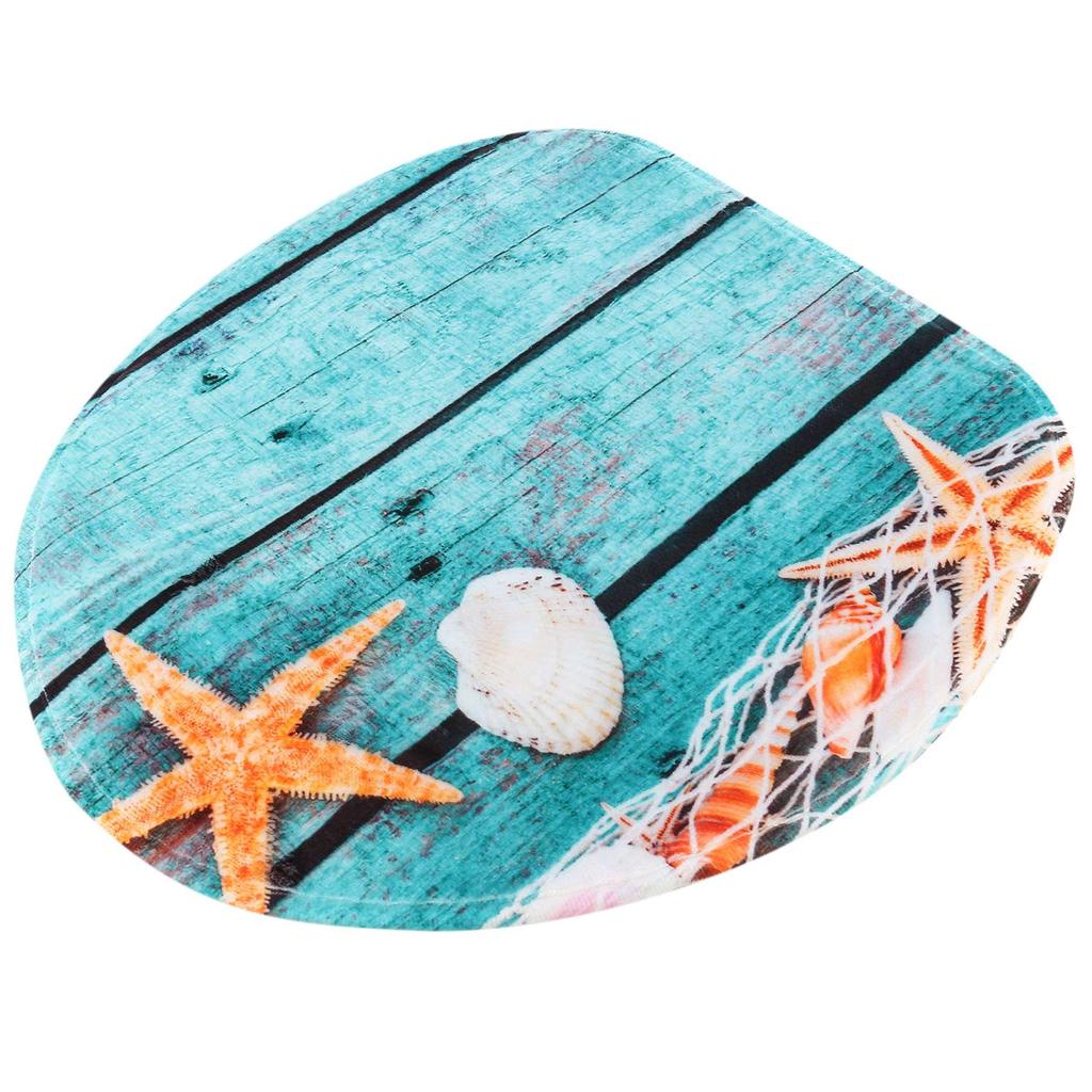 A11E-Beach Seashells Starfish Sand Bath Mat Holidays Summer Bathroom Carpet Rug Non-Slip 3 Piece Toilet Mat Set Starfish Floor