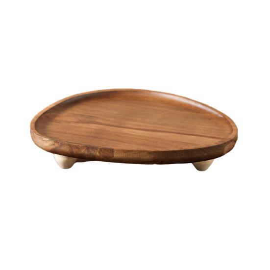 Dřevěný servírovací podnos Malý podnos na občerstvení Rustikální nepravidelný podnos na dezerty Dekorativní podnos pro rostliny, svíčky, klíče, šperky, hodinky