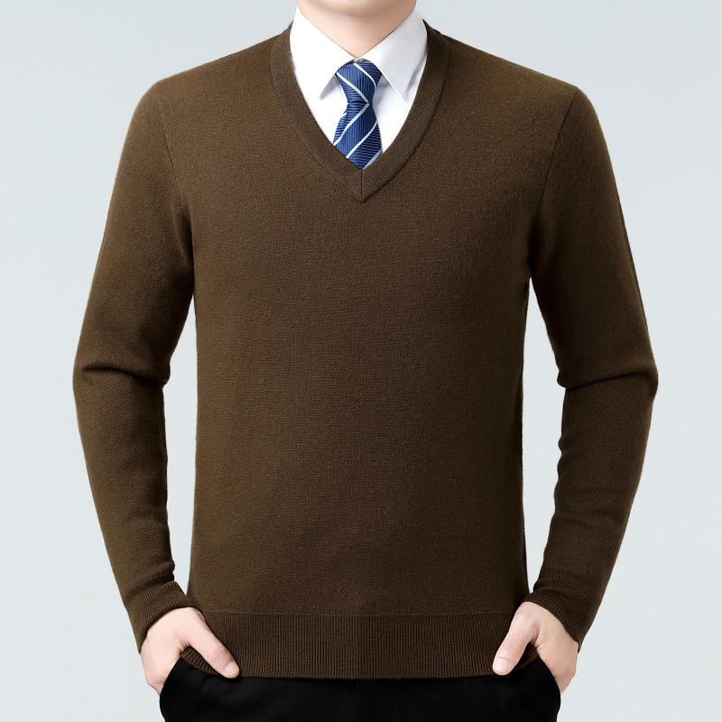 Men's V-Neck 100% Cashmere Sweater - Luxurious, Warm & Thick Knit for Autumn/Winter