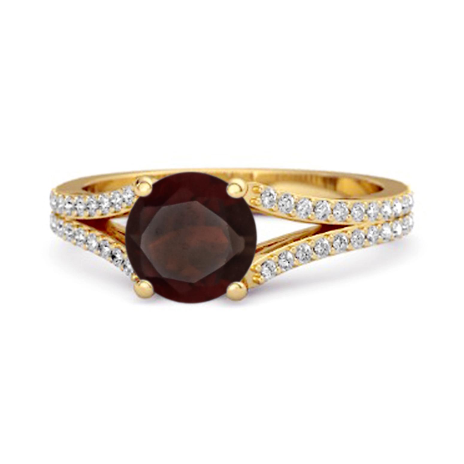 Garnet Split pave Band Ring - 925 Sterling Silver Gold Vermeil 11 жёлтый