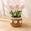 Potted Crochet Tulips Decors with Handcrafted Yarn Texture, Handmade Knitted Potted Flower for Tabletop Display, Gift for Women