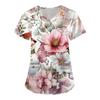 Women's Printing Uniform Work Uniform V-neck Pockets Basic Short Sleeve Pullover Top