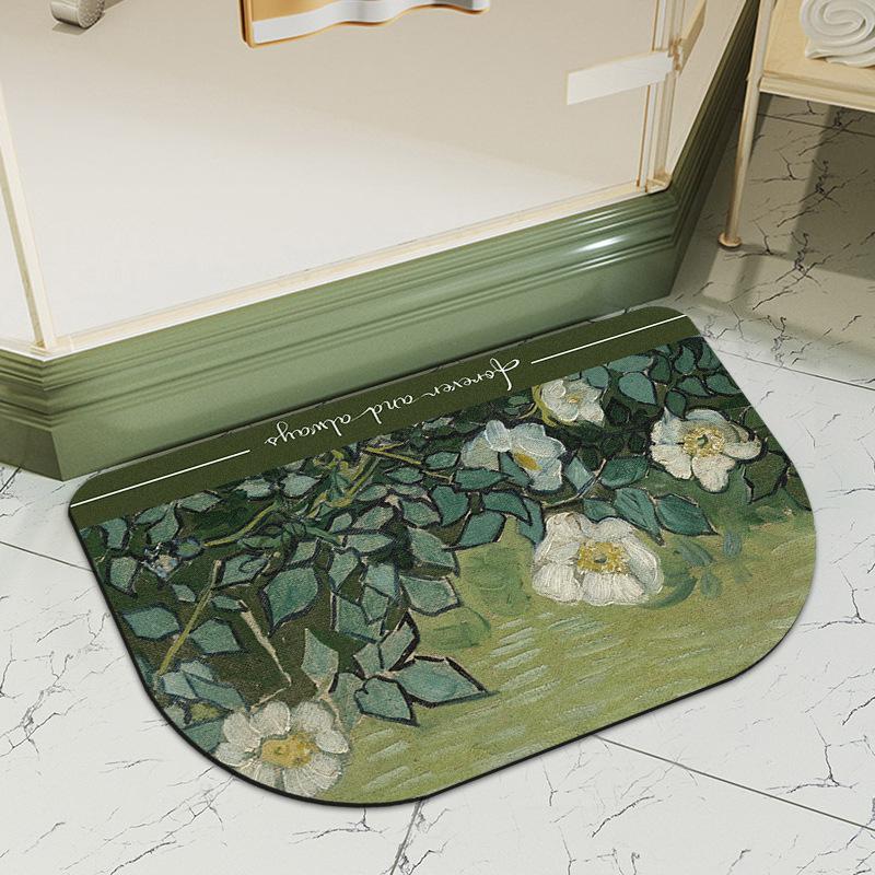Oil Painting Bathroom Foot Mat Anti-slip Absorbent Carpet Bathroom Foot Mat Toilet Entrance Diatom Mud Cushion