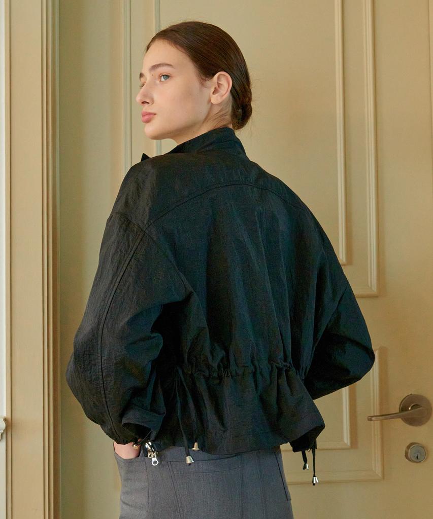 Bibyseob [Set] Two-String Cargo Windbreaker + Cargo Flare Long Skirt Black
