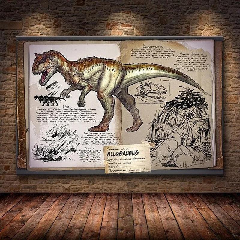 Modułowy Płócienny Ark Survival Evolved Obrazy Malarstwo Gra Survivalowa Wystrój Domu Druk Plakat Dinozaura Salon Nowoczesna Sztuka Ścienna