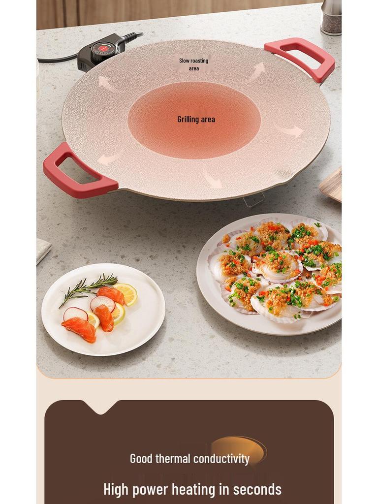 Korean Round Maifan Stone Grill Pan: Multifunctional Non-Stick Electric BBQ Plate