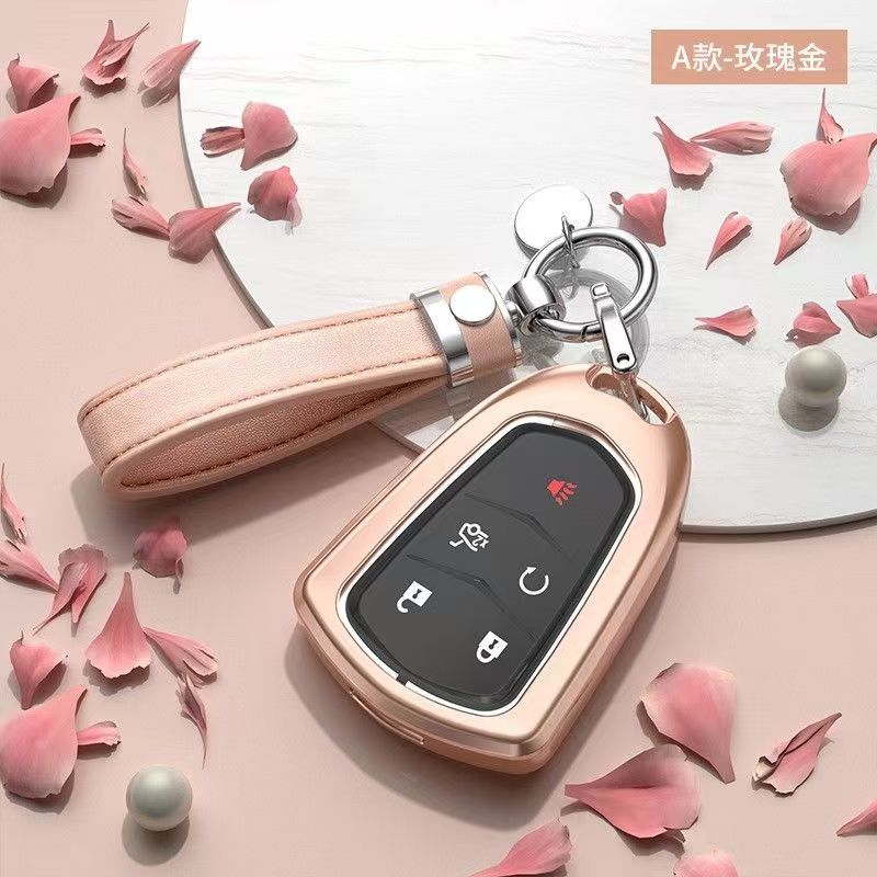 Car Key Case For Cadillac Key Pouch Xt5/Xts/Ct5/Ct6/Xt4/Xt6/Atsl Full Coverage High-End Shell Buck Cover Goddess