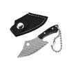 New Mini Wooden Handle Knife Outdoor Camping Open Box with Chain Portable EDC Key Knife with Leather Sheath Chain