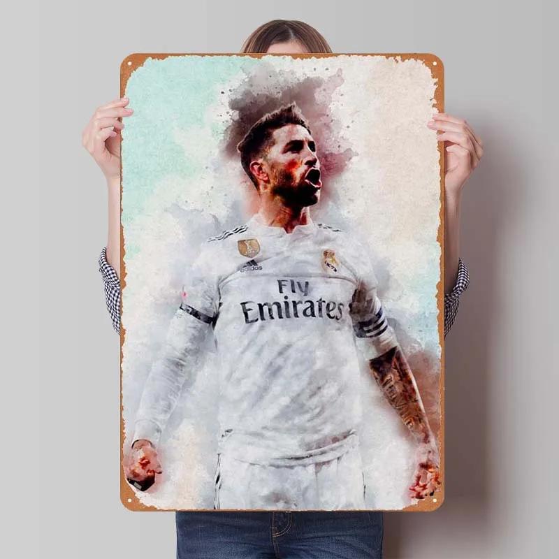 Sergio Ramos Metal Sign Sports Poster Room Decoration Man Cave Vintage Tinplate Sign Plaque for Wall Art Decoration Retro Home