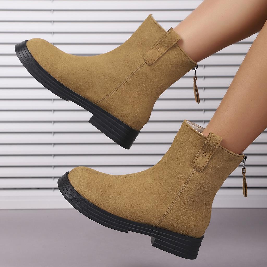 Winter Round Toe Suede Comfortable Casual Riding Boots Fashionable New Style Elegant Thick Sole Anti Slip Work Boots for Women