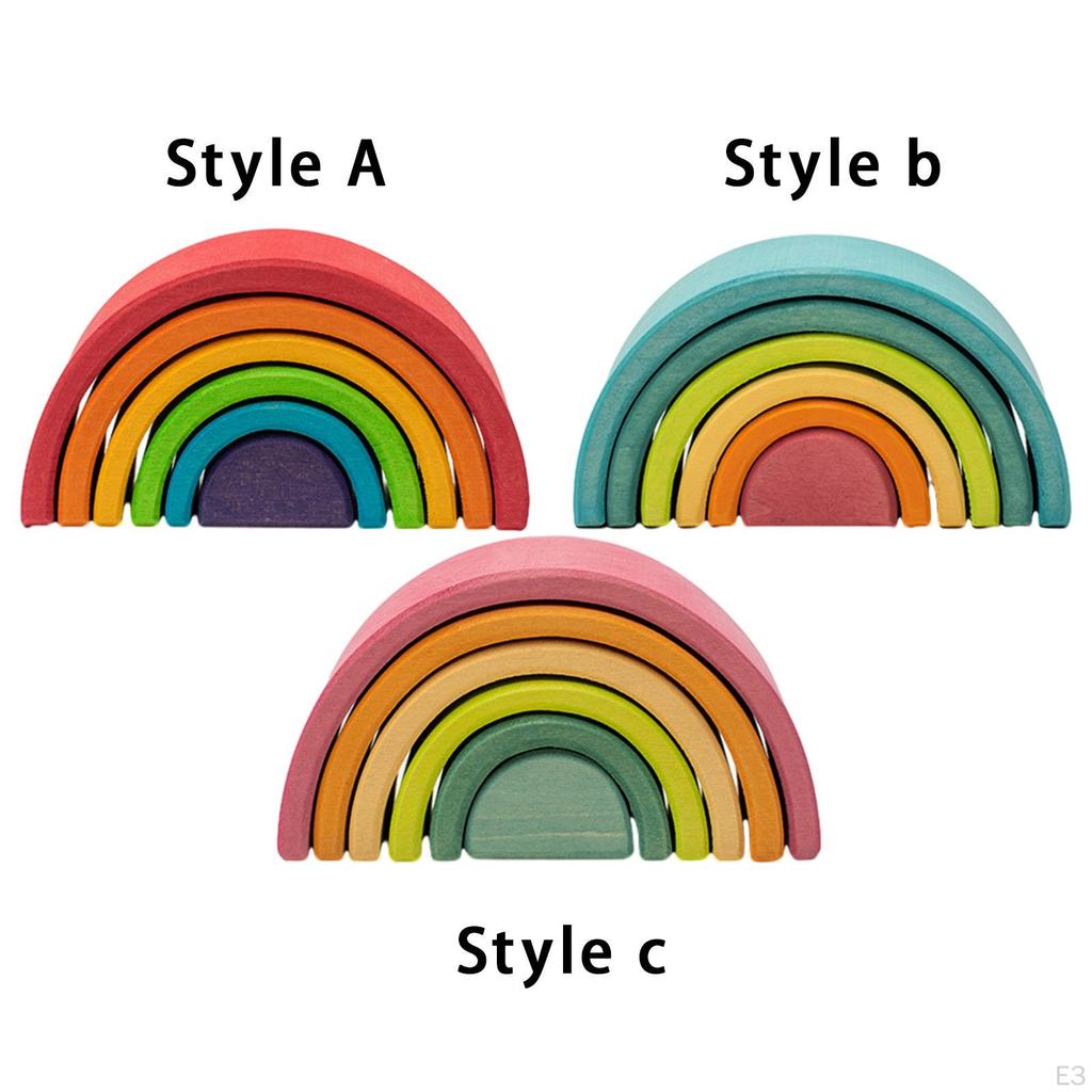 Colorful Wooden Rainbow Stacker Toy for Kids - Montessori Learning Fun