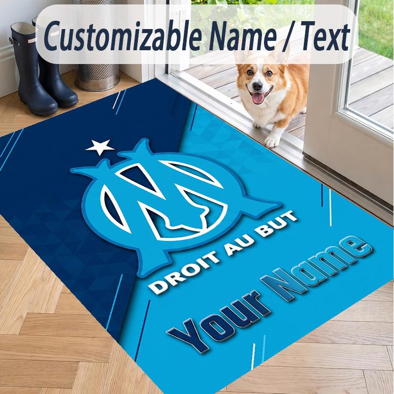 Custom Text Printed Rug Olympique Marseille FC Non Slip Floor Carpet For Home Room Decor