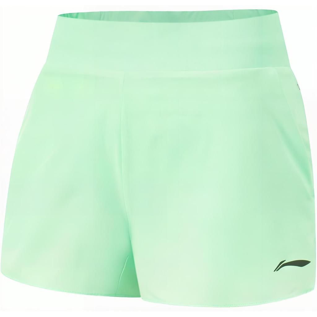 Li Ning Running Series Solid Color Mid Waist Comfortable Quick Dry Versatile Sports Shorts Women shorts Cool-Green AKSU578-2