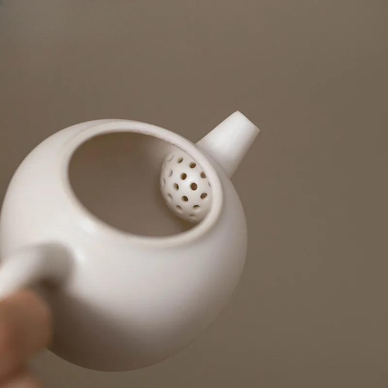 100ml Cherish White Matte Glazed Teapot Luxury Tea Infuser Pot Tea Maker Kettle With Ball Hole Dahongpao Drinkware Gift Supplies