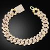 Mens Cuban Bracelet  Necklace Full Diamond-Rhombus Design -Golden and silver colors Luxurious Sparkling Jewelry for Him