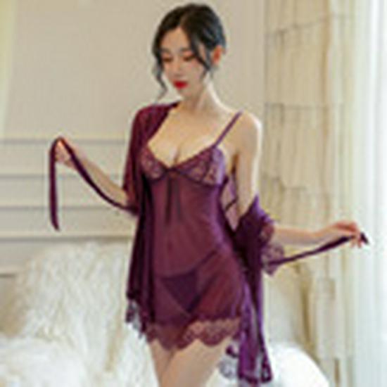 Plus Size Padded Cup Lace Lingerie - Sexy Two-Piece Set