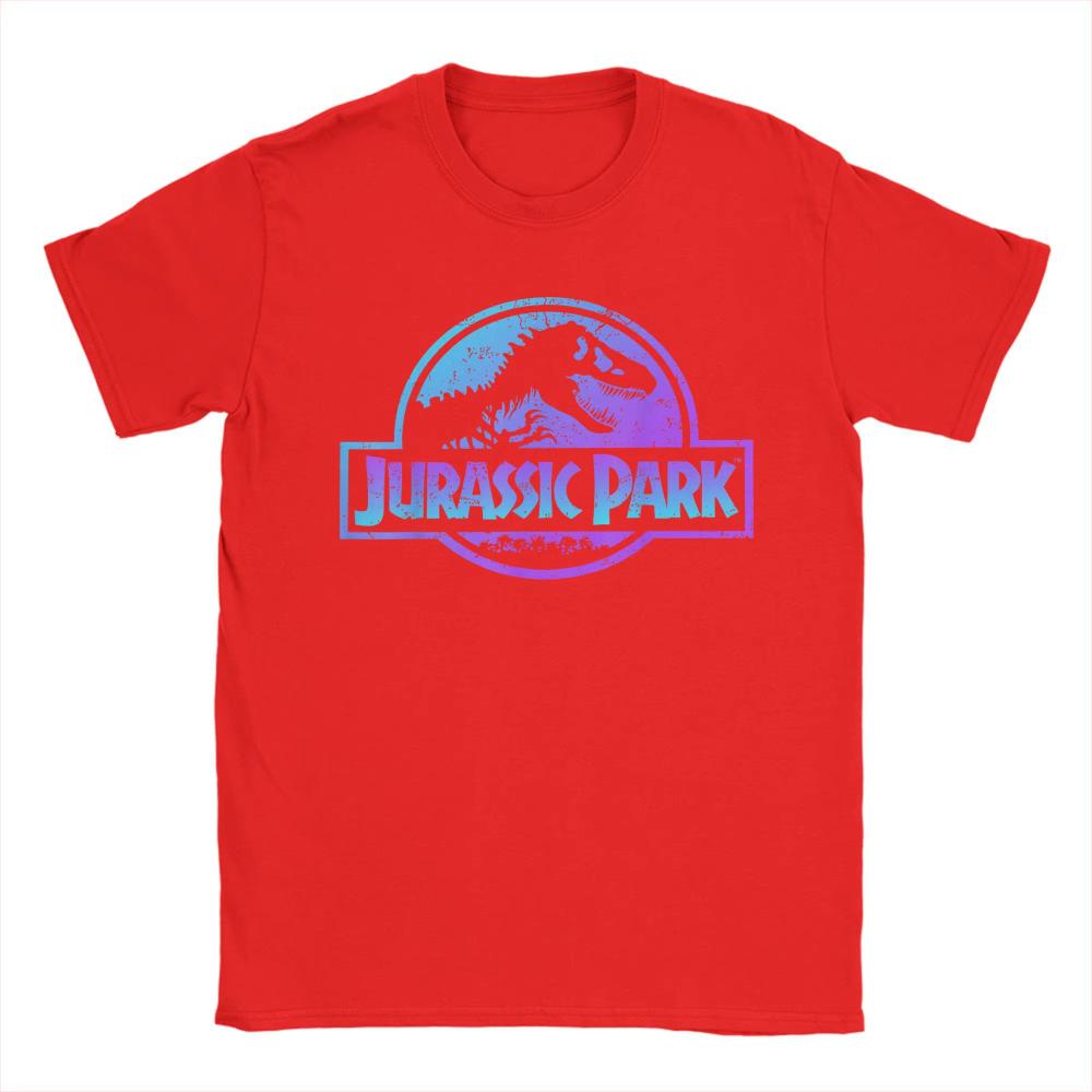 Jurassic Park Blue & Purple Fossil Logo T Shirts Men's Cotton Funny T-Shirts Crewneck Tees Short Sleeve Clothes Graphic Printed