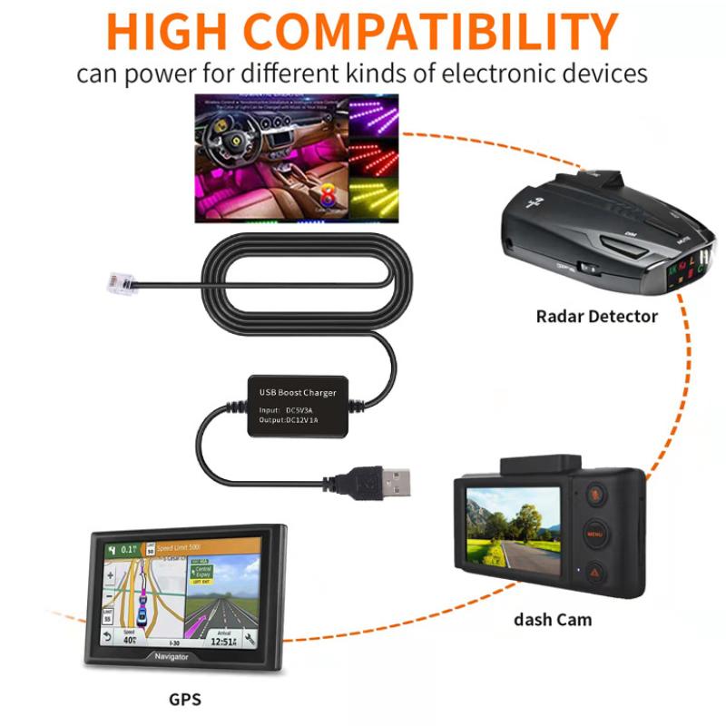 USB naar RJ11 Stekker Kabel USB naar RJ11/DC55X21 Stroomkabel voor Radar Detector USB Stekker Verbinden met Autolader Voor de Meeste Radar