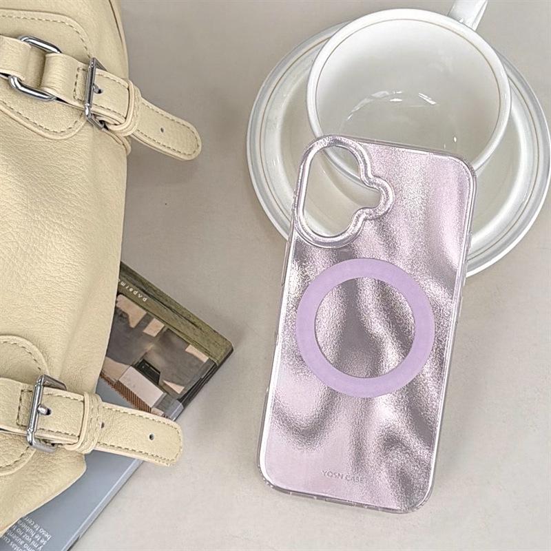 

Pink Heart Leopard Mirror Magnetic Case for iPhone 17, 16 Pro Max, 15, 14 - Girly Design iPhone 16 Pro