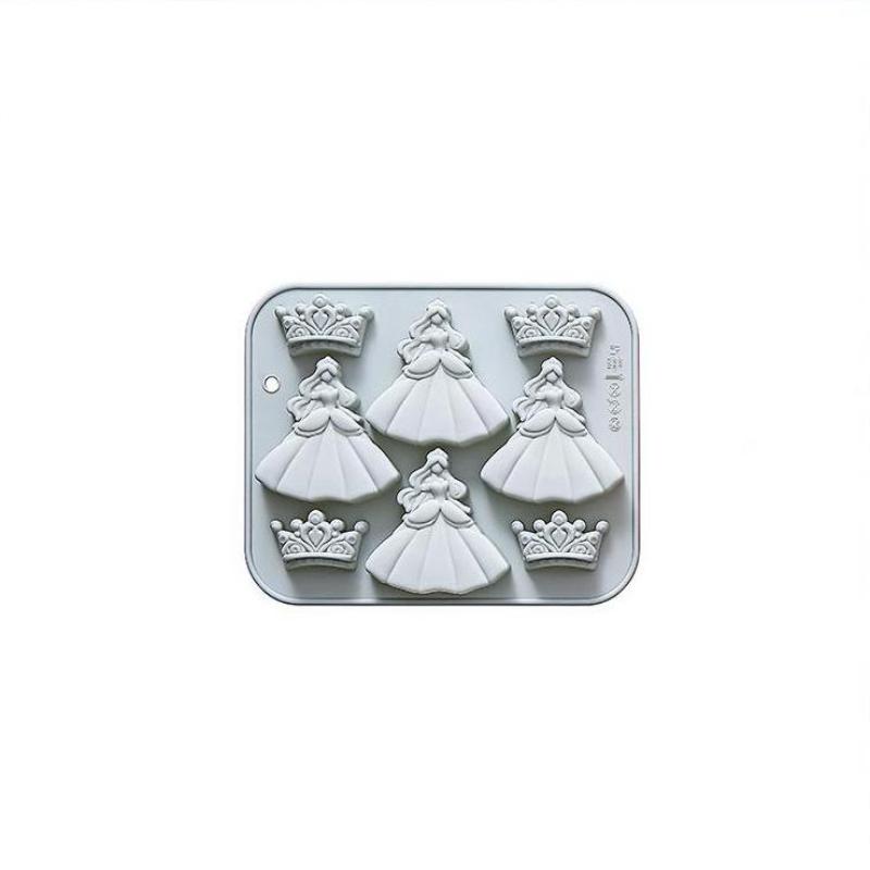 8-Hole 3D Princess Dress Crown Silicone Mold Diy Epoxy Resin Mold Ice Cube Mould Cake Decoration