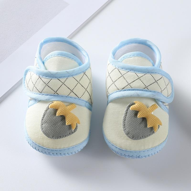 

Обувь для кроватки с мягкой подошвой для новорожденных, хлопковая обувь с клубничным узором для мальчиков и девочек, 0–12 месяцев 11