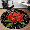 1pc Poinsettia Flower Chair Carpet for Office, Round Non-Slip Durable Large Size Office Carpet, Suitable for Office, Beautiful Decoration