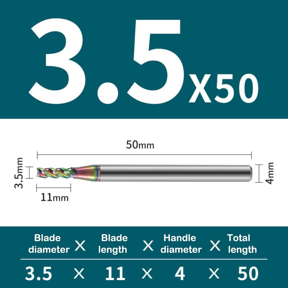 

HRC65 Metal Milling Coated High Gloss Aluminum CNC Carving Bit Special CNC 3 Flute End Mill 3.5x11x4x50