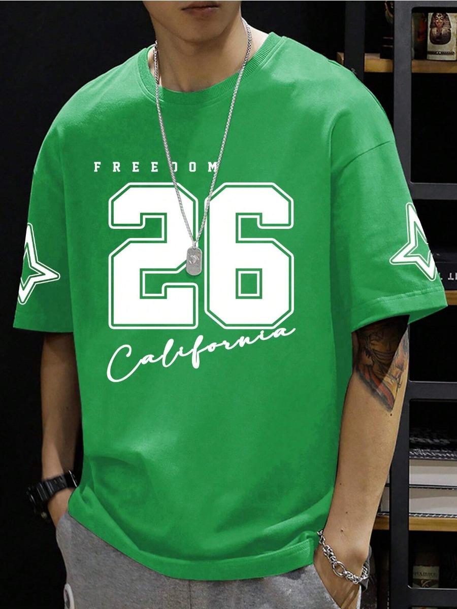 

Мужская футболка FREEDOM Number 26 Print, мужская спортивная футболка с коротким рукавом, винтажная футболка большого размера, 5 цветов, мужская одежда L