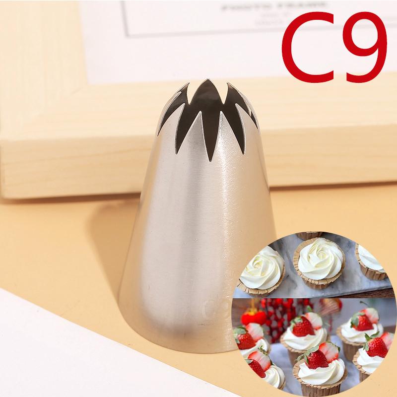 

BCMJHWT #C9 Large Size Piping Nozzle Cake Cream Decoration Stainless Steel Icing Tips Cupcake Pastry Tools 9 Teeth Close Star