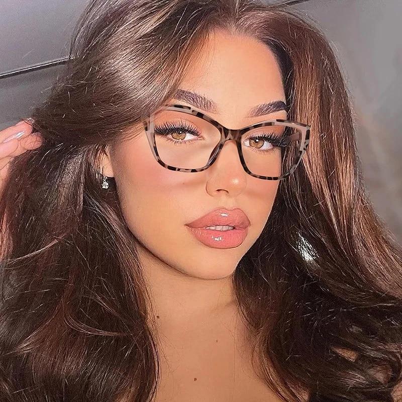 Optical Spectacle Eyeglasses Frames for Women Anti Blue Light Blocking Glasses  Designer Cat Eye Ladies Fashion Eyewear New