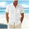 Nuova Camicia Estiva Casual da Uomo a Maniche Corte Vintage Usurata Tinta Unita Stampa Hawaiana Top da Spiaggia Blusa alla Moda