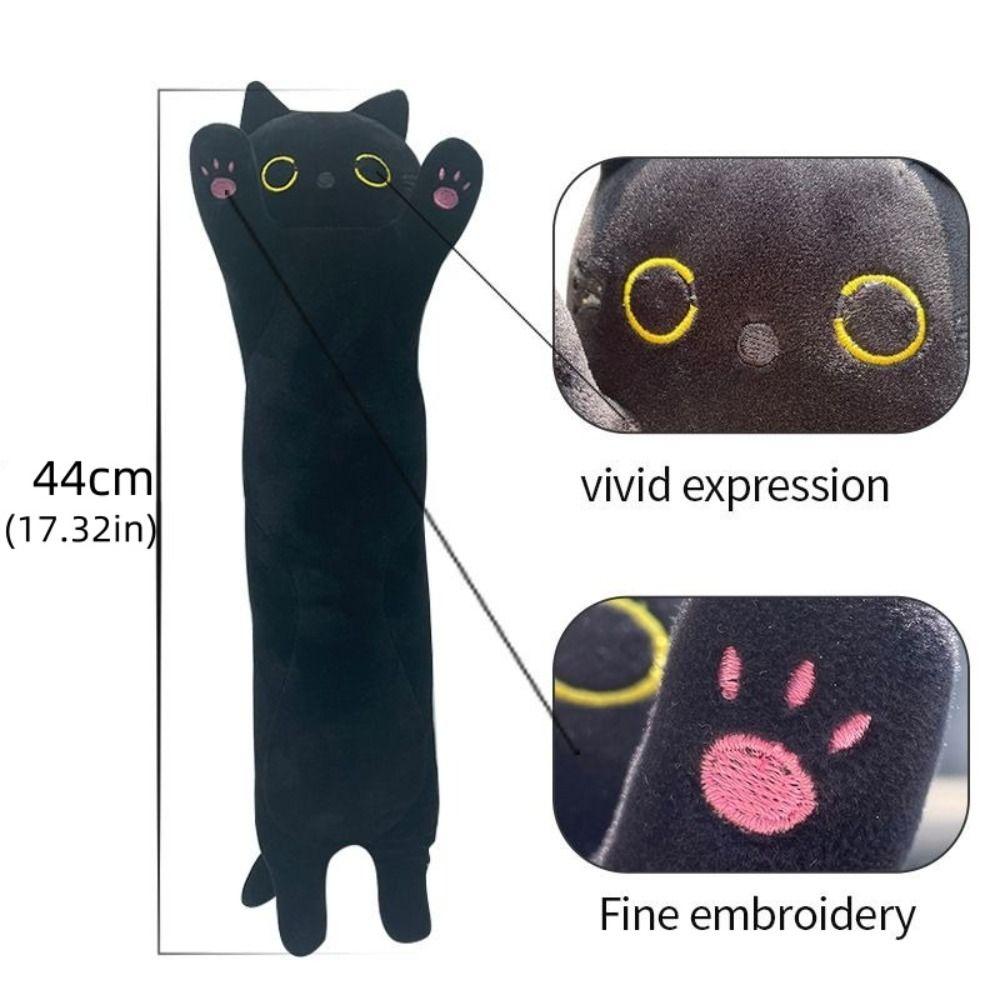 Sleeping Pillow Long Cat Pillow Stuffed Animal Stuffed Cat Dolls Black Cat Plush  Kids Girls