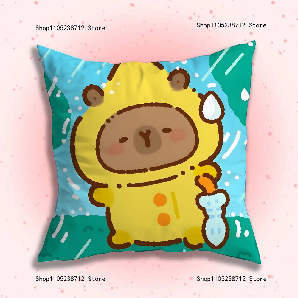 Cute Cartoon C-Capybara Pillow Covers Cartoon Sofa Decorative Home Double-sided Printing Short Plush Cute Cushion Cover