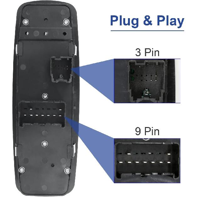Driver Side Power Master Control Window Switch Replacement For 2009-2012 Dodge Ram 1500 2500 3500, OE Replace 4602863AD 4602863AB 4602863AC 901-473