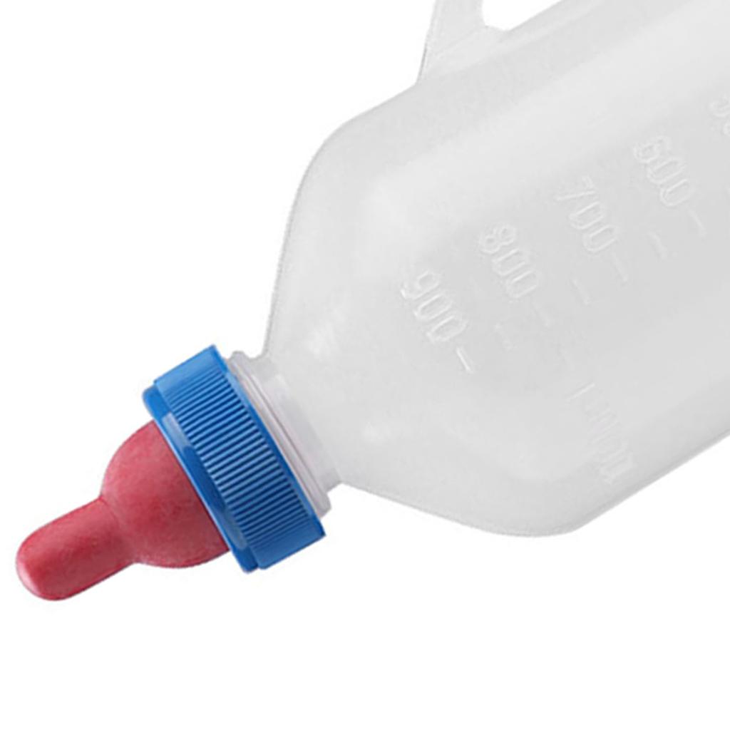 1L Lamb Milk Bottle Plastic Baby Goat Milk Feeding Feeder Nursing Bottle with Rubber Nipple for Farm