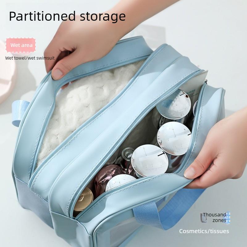 Women's Portable Cosmetic Storage Bag with Wet and Dry Separation, New Waterproof Travel Toiletry Bag