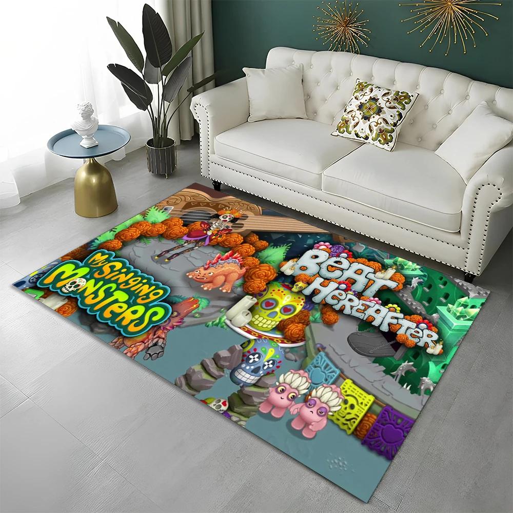 Tappeto Cartoon 3D My Singing Monsters Videogioco per Casa Soggiorno Camera da Letto Divano Zerbino Decorazione, Tappeto per Area Tappetino Antiscivolo per Pavimento
