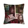 Bedruckte Säge-Jigsaw-Horrorfilm-Kissenbezug Polyester-Kissenbezug Dekoration Halloween Gothic-Kissenbezug Bezug Stuhl Reißverschluss
