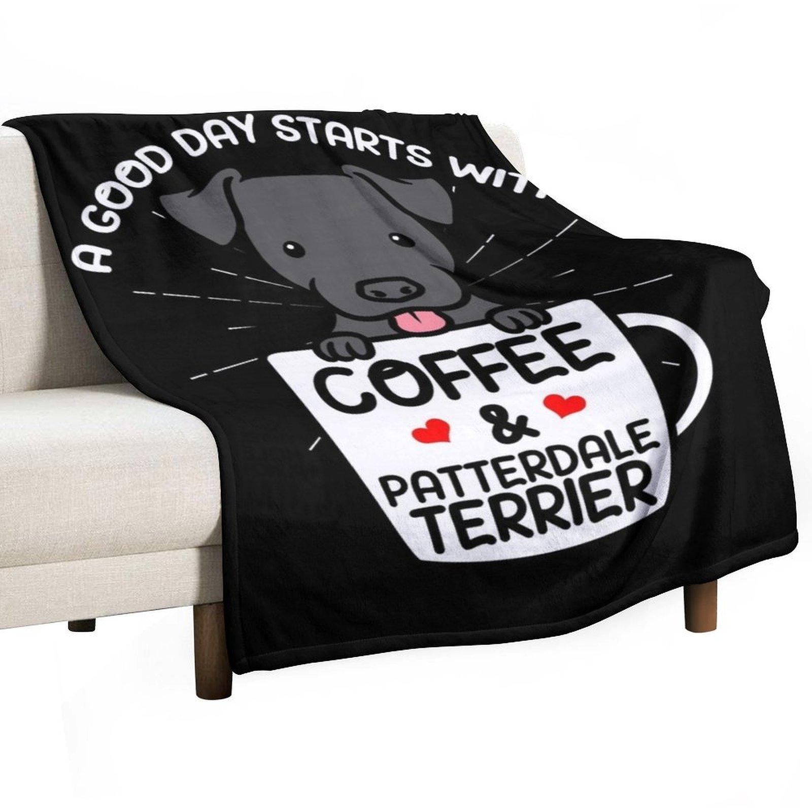 Patterdale Terrier Dog Fell Terrier Coffee Lover Throw Blanket Flannel Fabric Bed Thermal Luxury Throw Blankets 30x40in