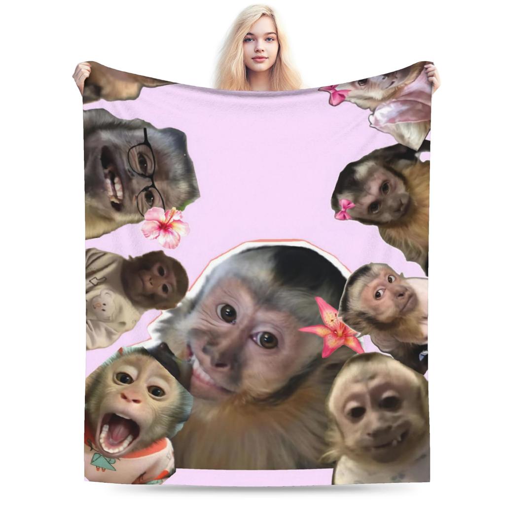 Funny Monkey Cartoon Gift Blanket For Men Women Super Soft Warm  Throw Blankets for Sofa 50x60 Inches Multi-size