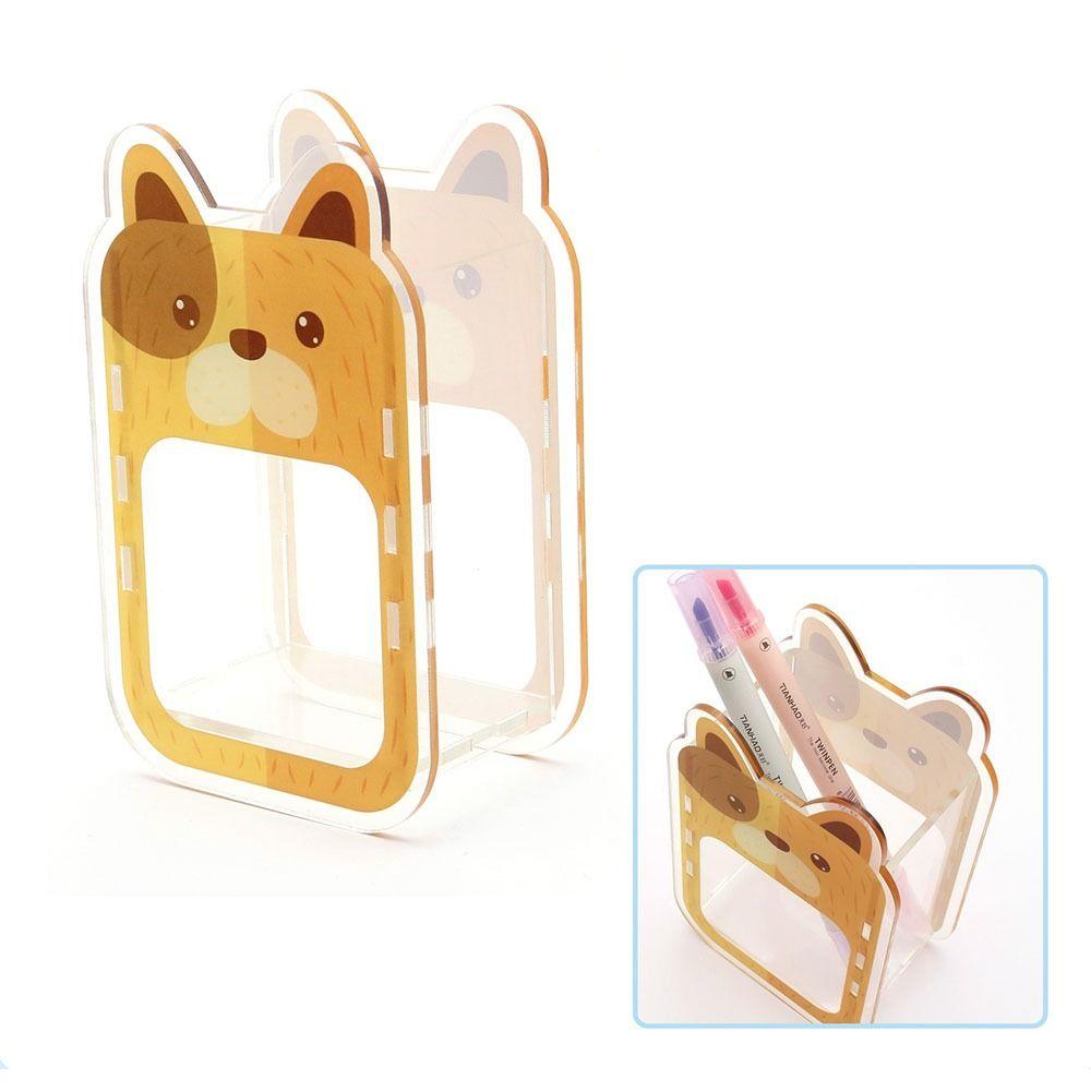 

Transparent Acrylic Pen Holder Cartoon Animal Stationery Storage Box Pen Container Kids Gift Cartoon Lion Pen Holder