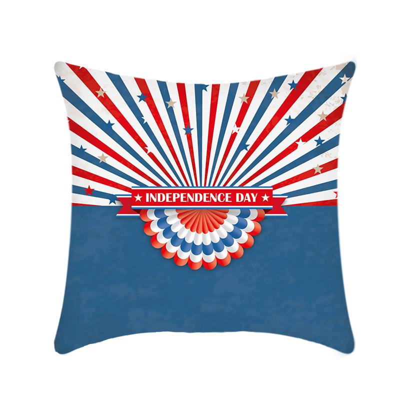 Independence Day Throw Pillow Cover Blue Theme Plush Print Sofa Bed Car Cushion Cover Without Core