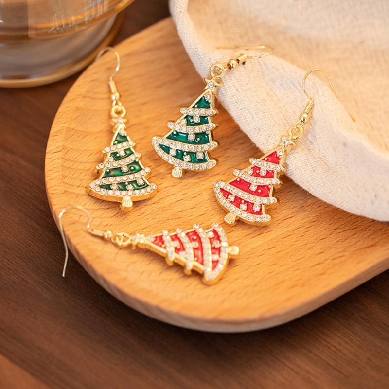 X6HE Festival-Saison Ohrringe Leichte Legierung Schmuck Rotes/Grünes Funkelndes Accessoire