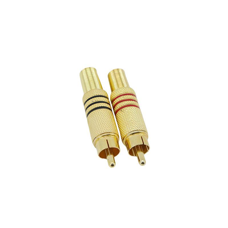 Gold Plated Spring RCA Phono Male Plug Solder Audio Plug Video Cable Adapter Connector Great for Audio Speakers