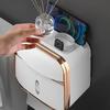 Wall-Mounted Waterproof Toilet Paper Box No-Nail Toilet Tissue Box Free-Punch Tissue Box Toilet Paper Roll Paper Storage Rack