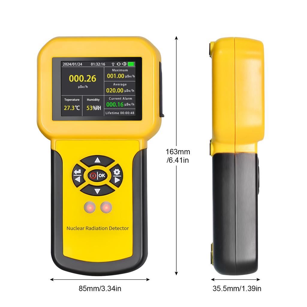 High-Precision Nuclear Radiation Detector, Geiger Counter, LCD Display, Beta, Gamma, X-Ray, CPM Level, Alarm, Rechargeable Radiation Monitor AP-886A