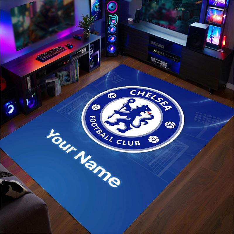 Crystal Velvet Rug Chelsea FC Print Custom Name Text Floor Mat Home Decor